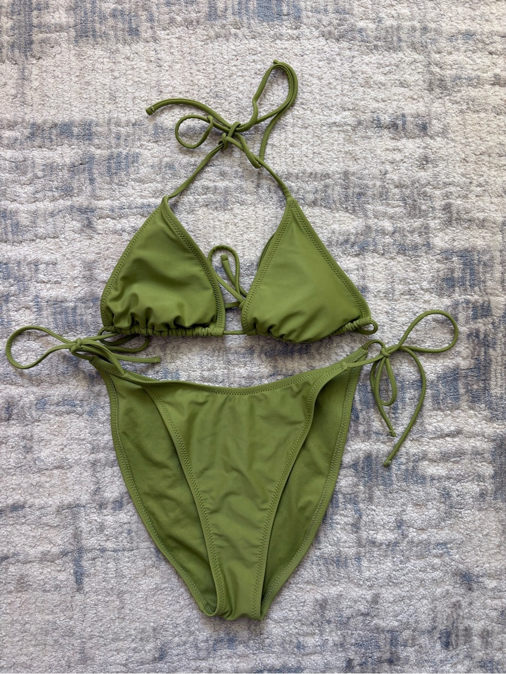 Worn Once wild fable Olive Green Triangle String Bikini